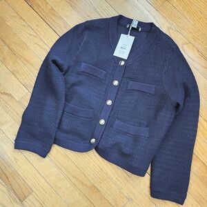 Women's Dark Blue Free Assembly Knit Cardigan Jacket NWT Size M